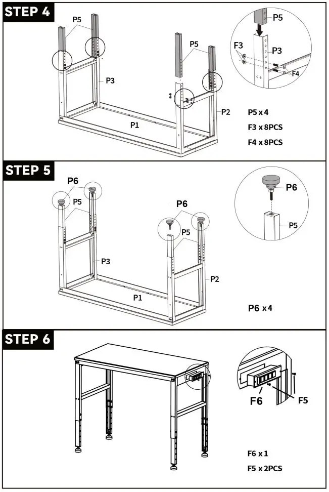 VEVOR-M4824-48-Inch-Wood-Worktop-Workbench-FIG-4