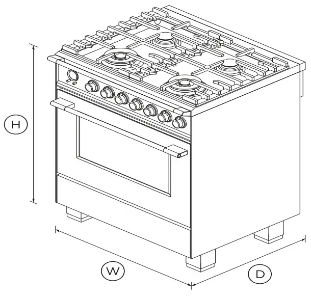 FISHER PAYKEL OR30SCG6R1 Dual Fuel Range 30 Inch 4 Burners Self Cleaning - DIMENSIONS