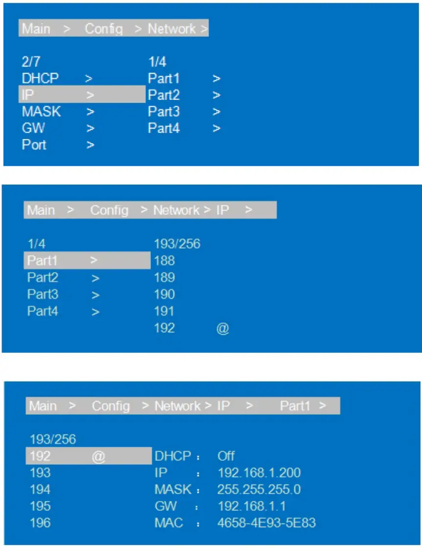 gofanco G4 0147A 8x8 HDMI Matrix 4K HDR Audio Extractor - Displays IP address