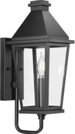 PROGRESS- LIGHTING -P560346-031- One- Light -Textured -Black -Clear -Glass- Modern -Farmhouse- Outdoor -Large -Wall -Lantern- product