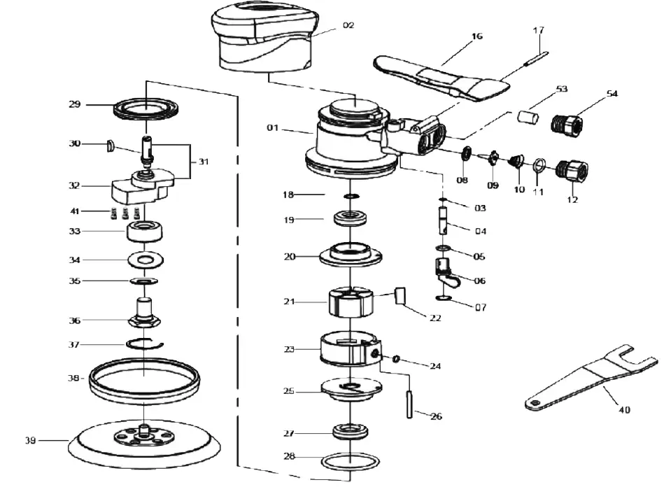 Taylor Pneumatic Tool Company T-7955 5 Inch HD Palm Grip DA Sander 1
