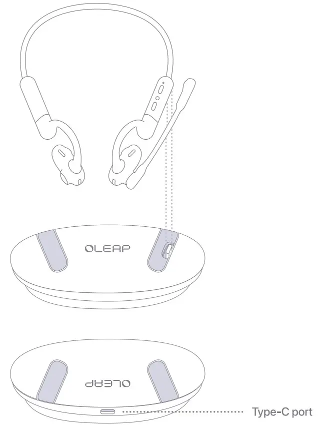 OLEAP P200b lite Open-ear Bluetooth Headset - charging stand.