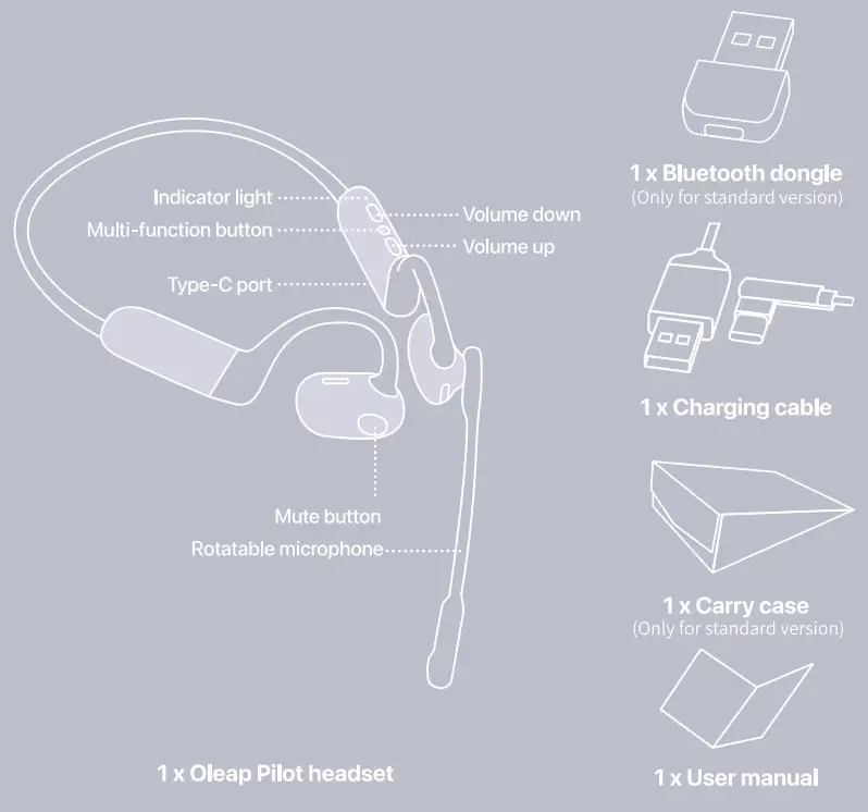 OLEAP P200b lite Open-ear Bluetooth Headset - fig