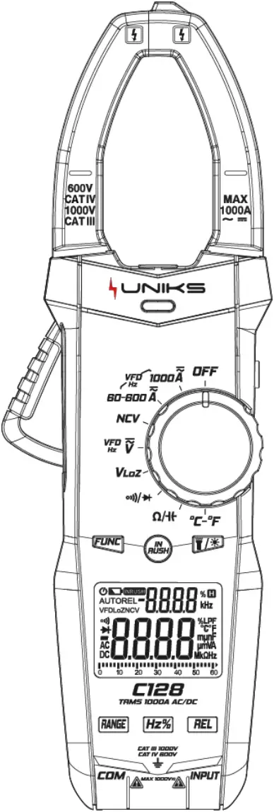 UNIKS C126 Digital 1000A AC Clamp Meter