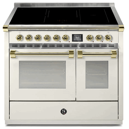 Steel AQ10SF-5FI-NA-O Ascot 100cm Nuvola with Brass Trim Induction Freestanding Cooker