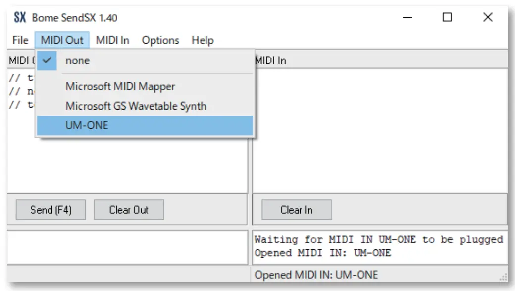 Configuration of SendSx