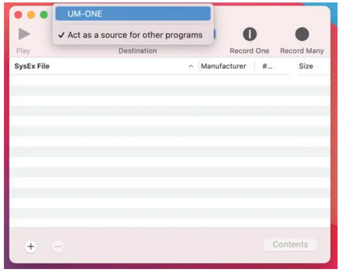 Configuration of SysEx Librarian