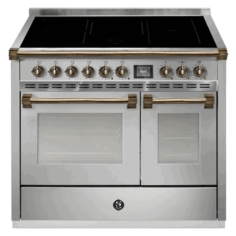 AQ10SF-5FI-SS-B Ascot 100cm Stainless Steel with Bronze Trim Induction Freestanding Cooker
