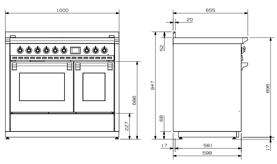 Steel AQ10SF-5FI-AN-B Ascot 100cm Induction Freestanding Cooker - fig