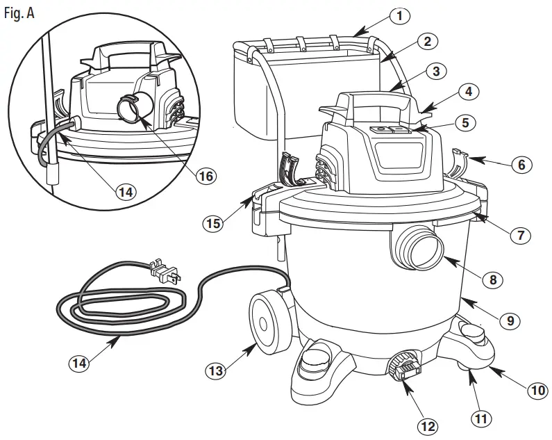 CRAFTSMAN MXEVBE176560 Heavy Duty Wet Dry Vacuum - Fig A