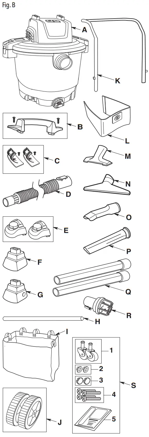 CRAFTSMAN MXEVBE176560 Heavy Duty Wet Dry Vacuum - Fig B