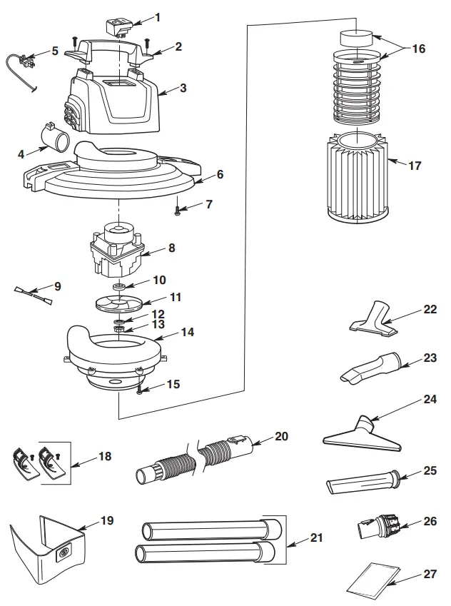CRAFTSMAN MXEVBE176560 Heavy Duty Wet Dry Vacuum - Not by Key Number
