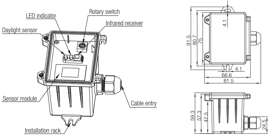 HYTRONIK HMW39 RF High Bay RF Wireless Microwave Dali Sensor - Ceiling mount