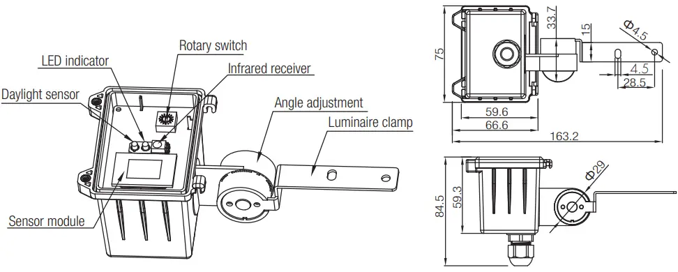 HYTRONIK HMW39 RF High Bay RF Wireless Microwave Dali Sensor - shade by clamp