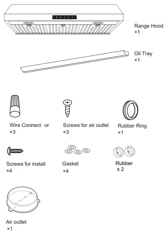 VESTA VRH-ARLINGTON-30SS Arlington 850CFM 30 Inch Stainless Steel Under Cabinet - Accessories