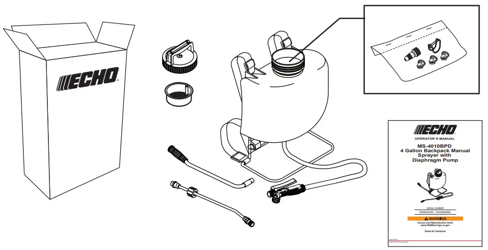 ECHO MS-4010BPD 4 Gallon Backpack Manual Sprayer - ASSEMBLY
