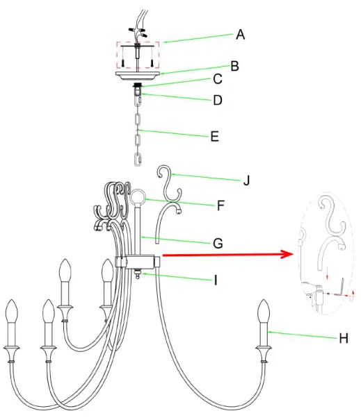 CRYST RAMA ARC-1909-SA-CL-MWP Arcadia 12 Light Antique Silver Chandelier - Fig2