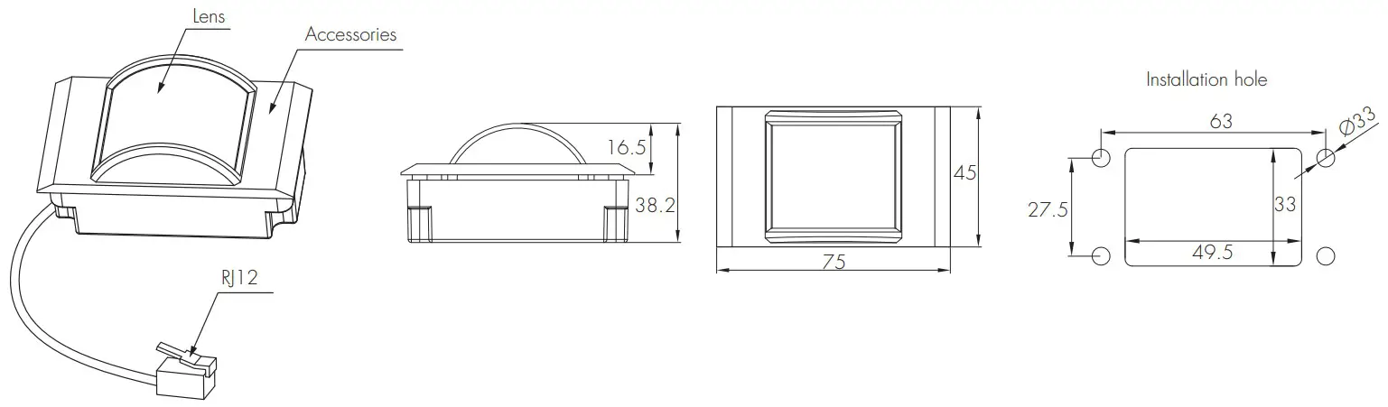 HYTRONIK HC038V-BT Motion Sensor - Dimensions 11