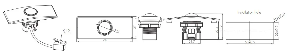 HYTRONIK HC038V-BT Motion Sensor - Dimensions 15