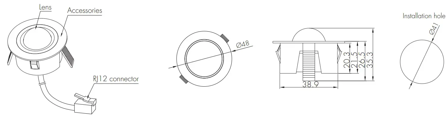HYTRONIK HC038V-BT Motion Sensor - Dimensions 5