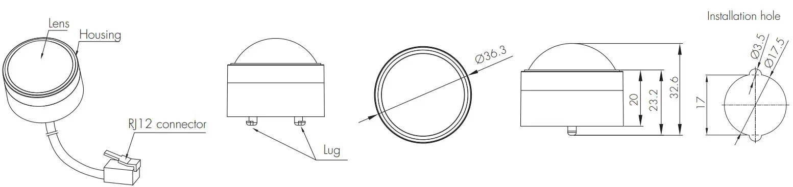 HYTRONIK HC038V-BT Motion Sensor - Dimensions 8