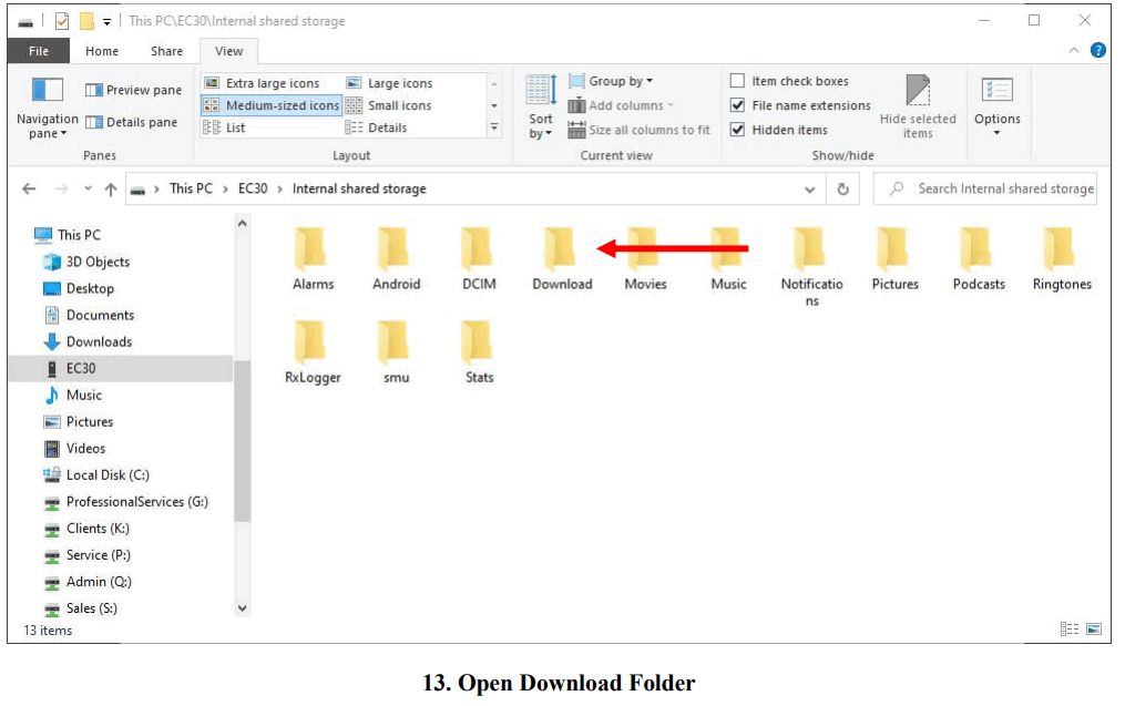 dAtAnet EC30 EzyScan Mobile Application - Download Folder
