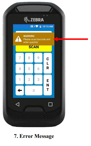 dAtAnet EC30 EzyScan Mobile Application -Error Message