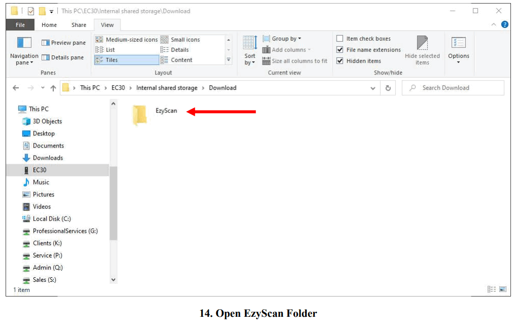 dAtAnet EC30 EzyScan Mobile Application - EzyScan Folder