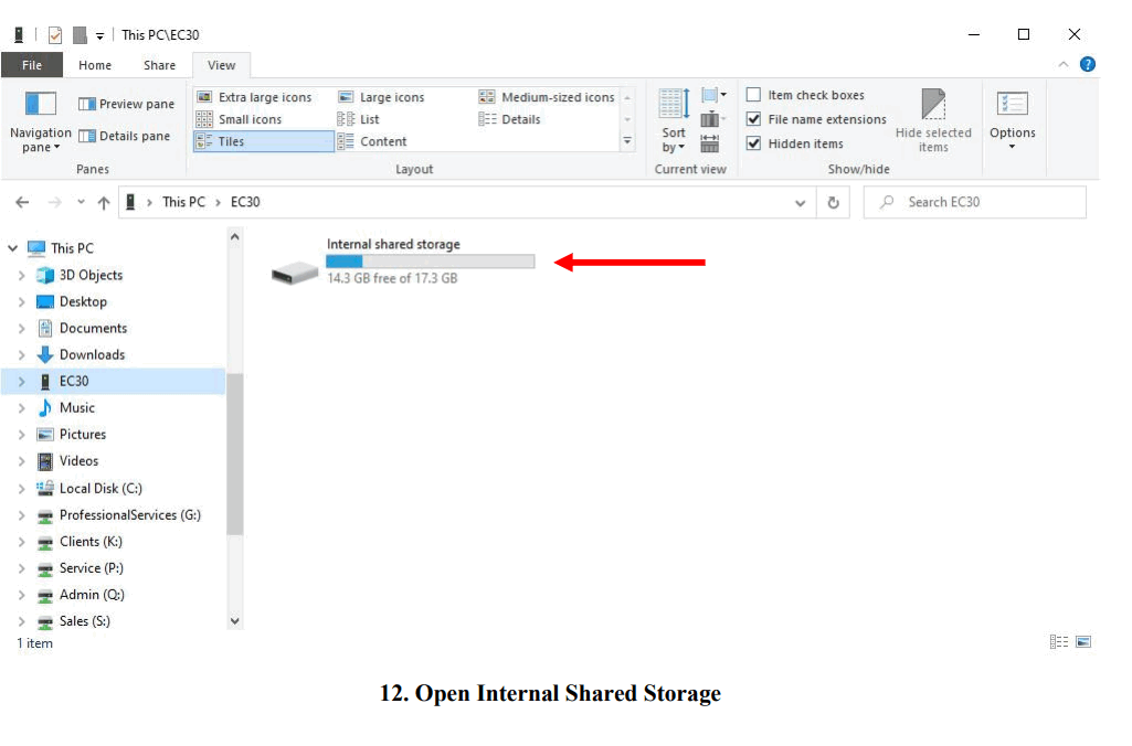 dAtAnet EC30 EzyScan Mobile Application - Internal Shared Storage