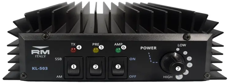 RM Italy KL503 HF 21 30 MHz Linear Amplifier - Front Panel