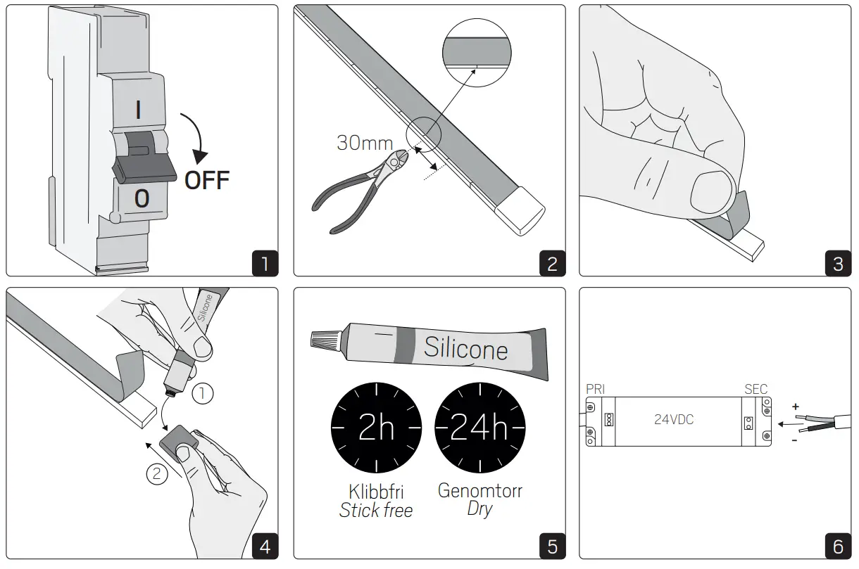 hidalite 7506952 Led String of Lights Ledstrip Rx Line 24v Ip67 Opal Mid - End cap
