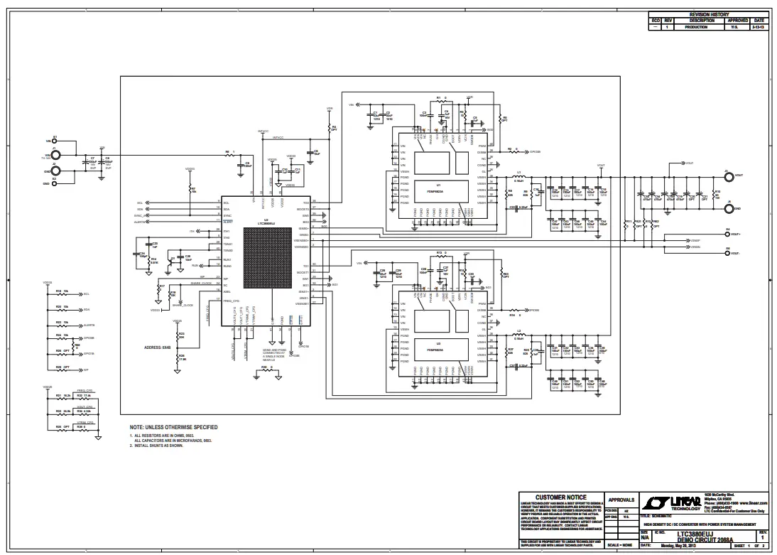 LINEAR TECHNOLOGY DC2088A DC Converter with Power System Management - Schematic Diagram
