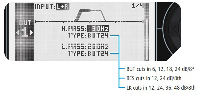 JFA Automotivo 14 Redline Audio Processor - ADDENDUM 01 - X OVER FILTER OPTIONS 1