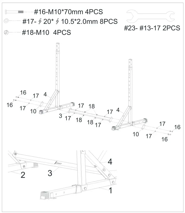 SUNNY HEALTH FITNESS SF-XF922059 Squat Stand Power Rack - STEP 2