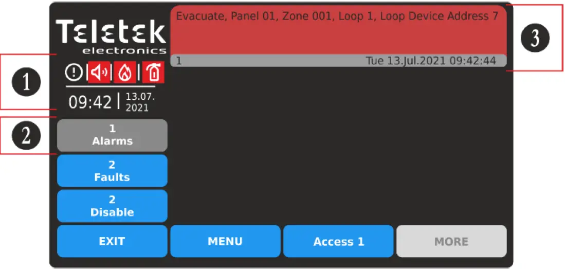 Teletek TFT Addressable Fire Alarm Repeater Panel 28