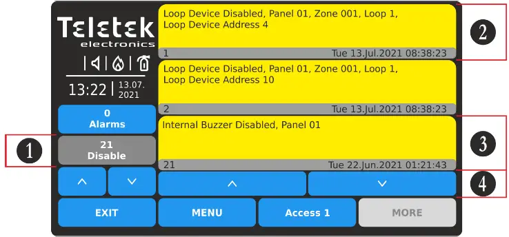 Teletek TFT Addressable Fire Alarm Repeater Panel 30