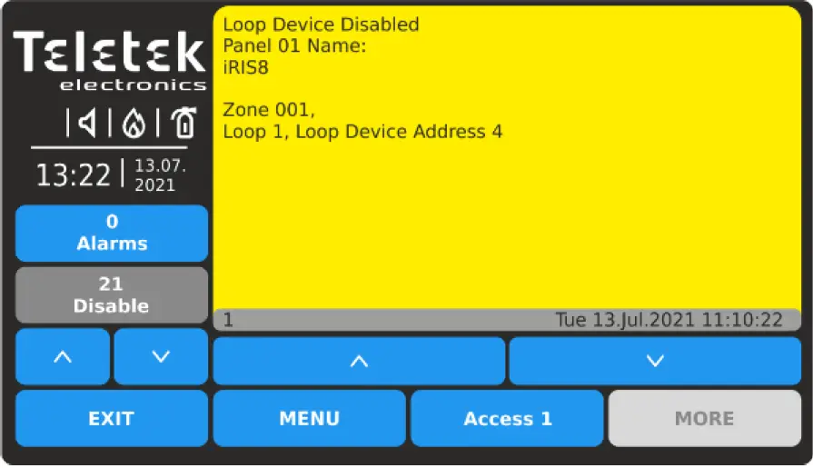 Teletek TFT Addressable Fire Alarm Repeater Panel 32
