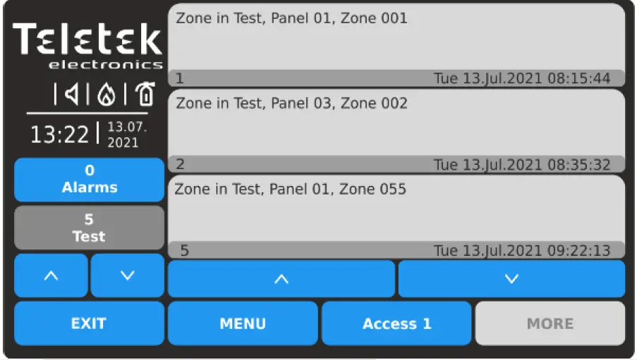 Teletek TFT Addressable Fire Alarm Repeater Panel 34