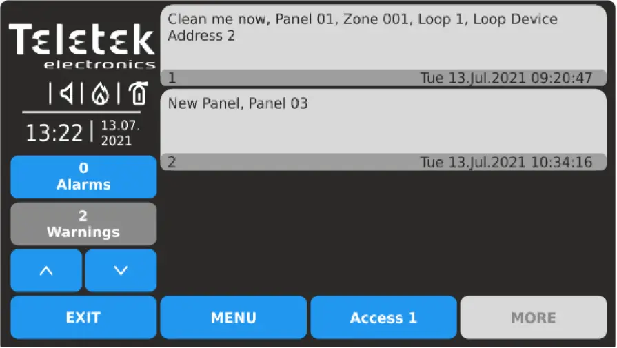 Teletek TFT Addressable Fire Alarm Repeater Panel 35