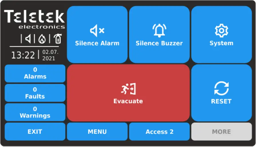 Teletek TFT Addressable Fire Alarm Repeater Panel 63
