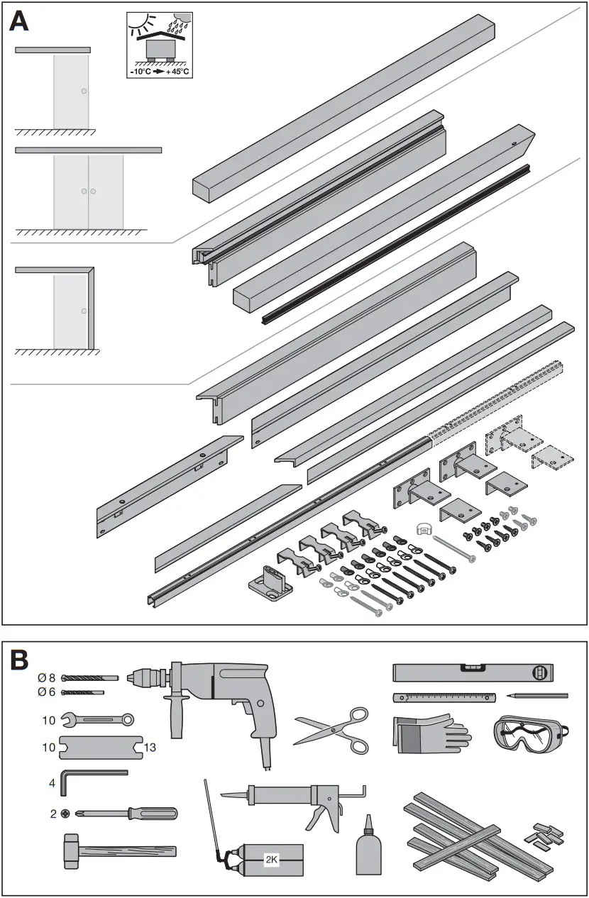 v d W EB068 A Sliding Door Set Running In Front Of The Wall With Frame -FIGURE 1