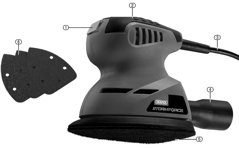 DRAPER 92627 230V Storm Force Tri Base Sander - FigA