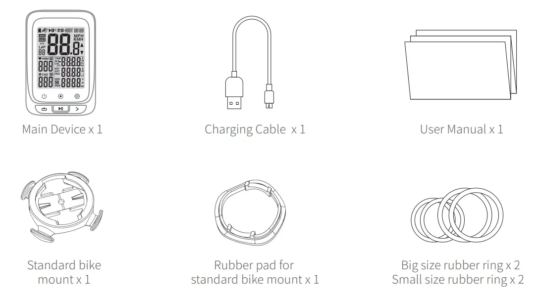 COOSPO BC107 GPS Bike Computer - accessories