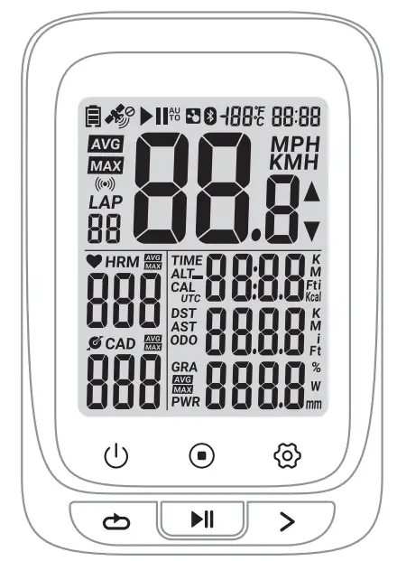 COOSPO BC107 GPS Bike Computer - display