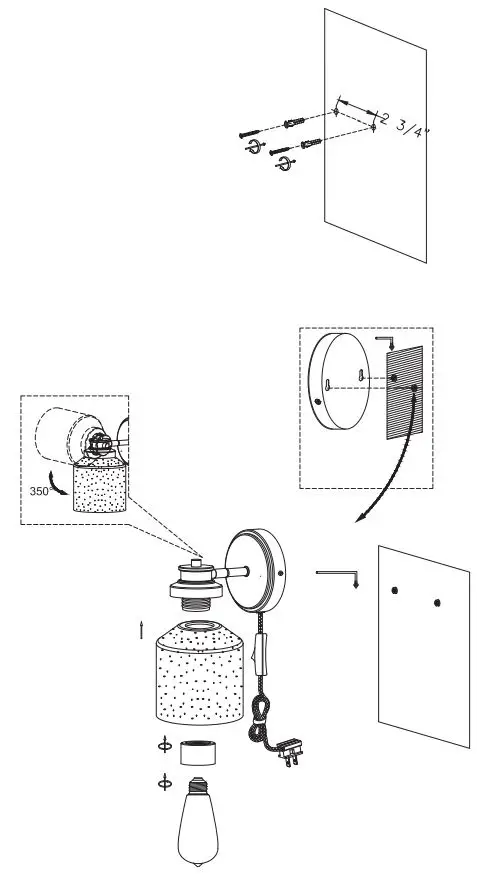 globe-91002867-Electric-1-Light-Matte-Black-Plug-In-or-Hardwire-Wall-fig-5