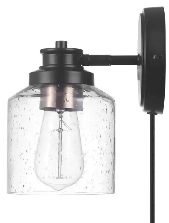 globe-91002867-Electric-1-Light-Matte-Black-Plug-In-or-Hardwire-Wall-product