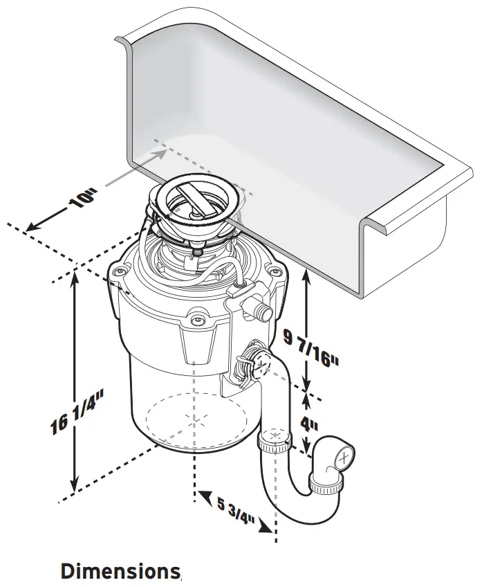 Insinkerator QUIET Series Evolution Cover Control - Dimensions