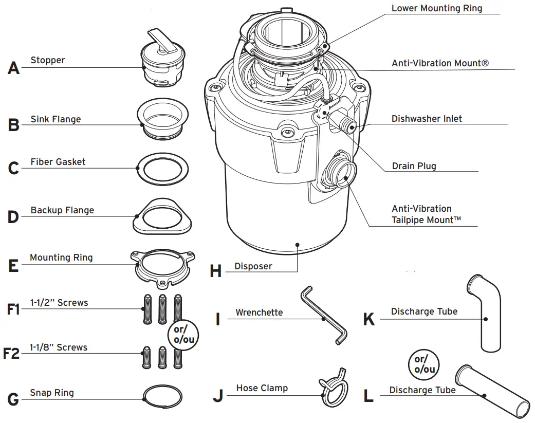 Insinkerator QUIET Series Evolution Cover Control - Dimensions1