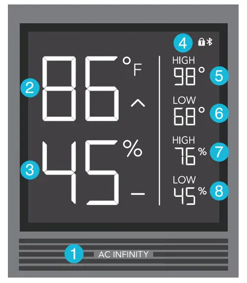 AC INFINITY 211118 Cloudcom B1 Thermometer - LOGO BUTTON