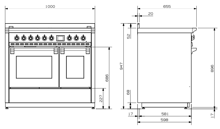 Steel AQ10SF-5FI-CE-O 100cm Upright Cooker - fig